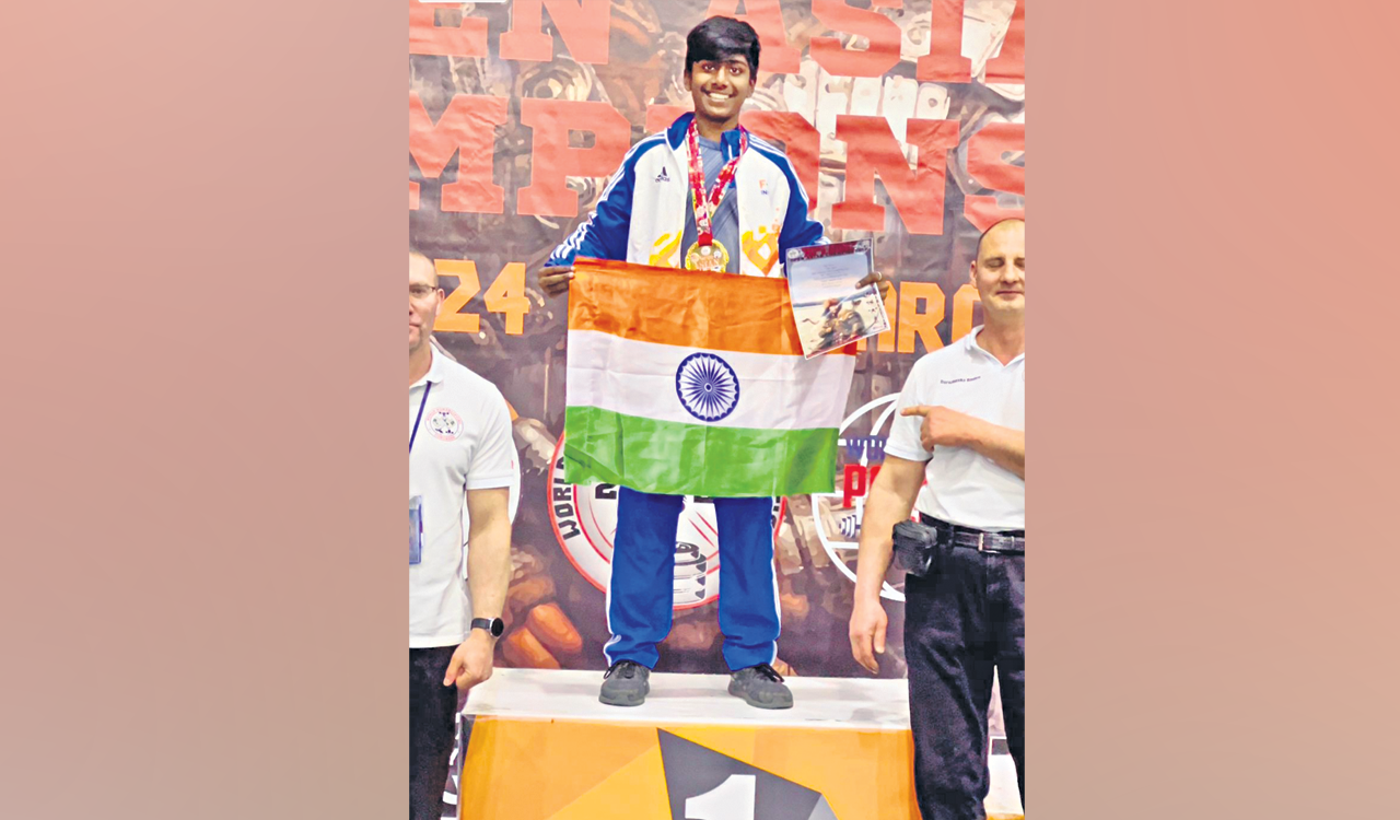 Asian powerlifting championship: Telangana’s Tanush sweeps triple gold