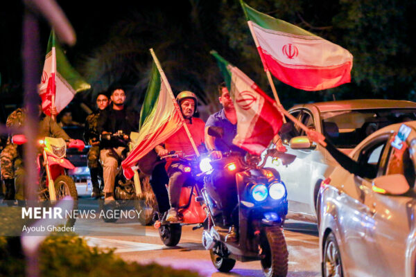 People in Kish show support for Iran's anti-Israel operation