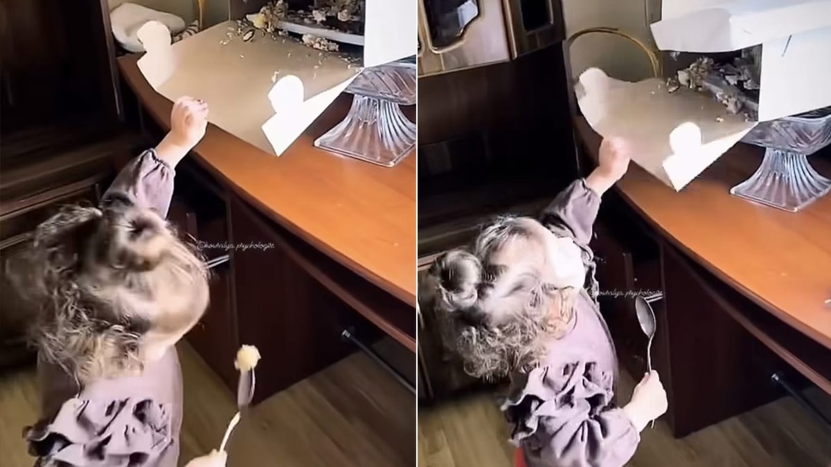 This Viral Video Is Sweetening The Internet- Watch How A Slice Of Cake Falls On This Girl's Spoon