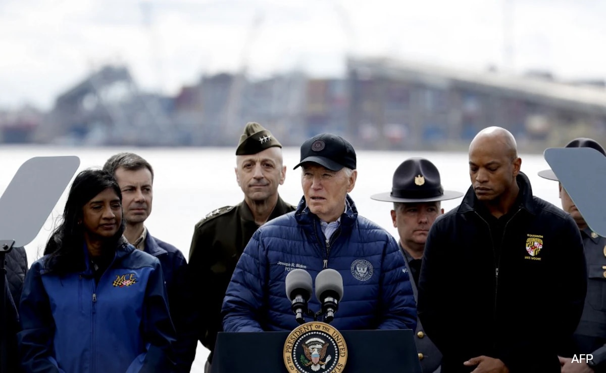 Biden Surveys Site Of Collapsed US Bridge, Assures Funding To Rebuild It