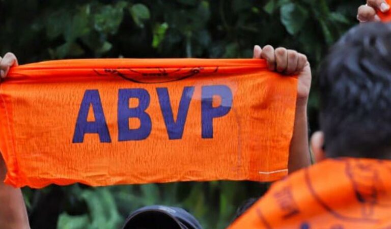 Hyderabad: ABVP activists stage protest demanding closure of college during summer vacation