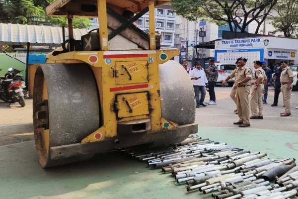 Hyderabad traffic police crack down on illegal motorcycle silencers, destroy 1,000 units