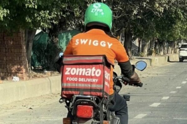 Internet Abuzz Over Food Delivery Agent Carrying Zomato Bag, Wearing Swiggy Shirt And Zypp Helmet