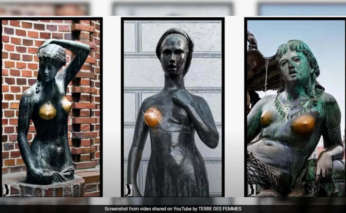 Female Bronze Statues In Germany Fade Due To Frequent Touching