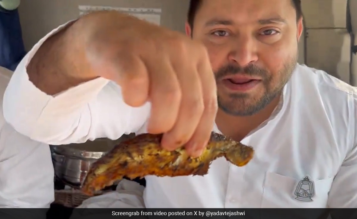 Tejashwi Yadav's Counter After Video Of Him Eating Fish Sparks Row