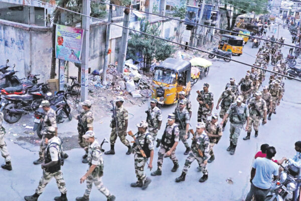 Hyderabad Police conduct flag march ahead of Lok Sabha elections