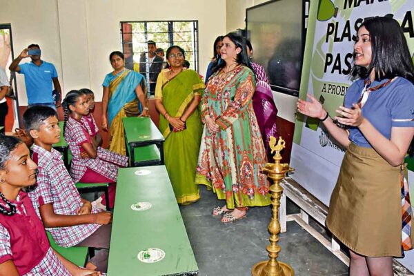 Anahita Patny of Infra Green Foundation donates benches to NATCO Government High School