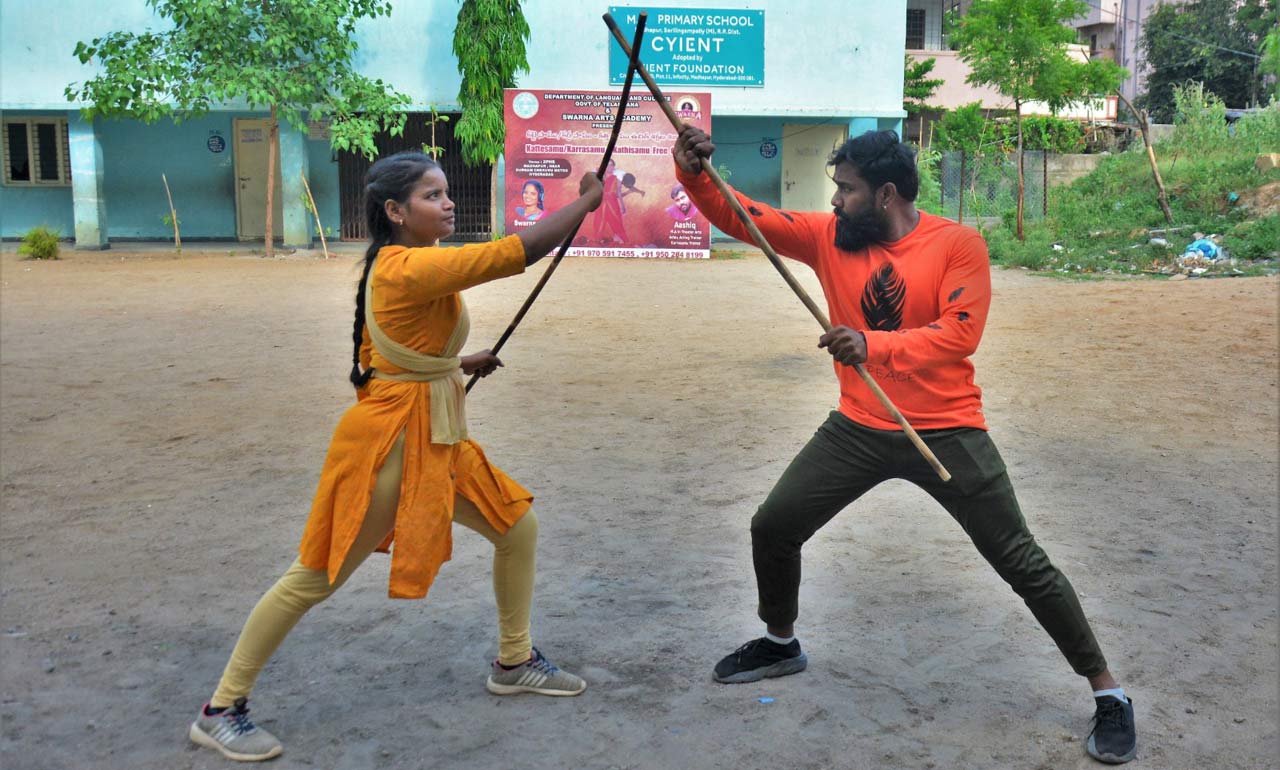 Hyderabad: This duo empowers kids with traditional Dravidian sport ‘Karra Samu’