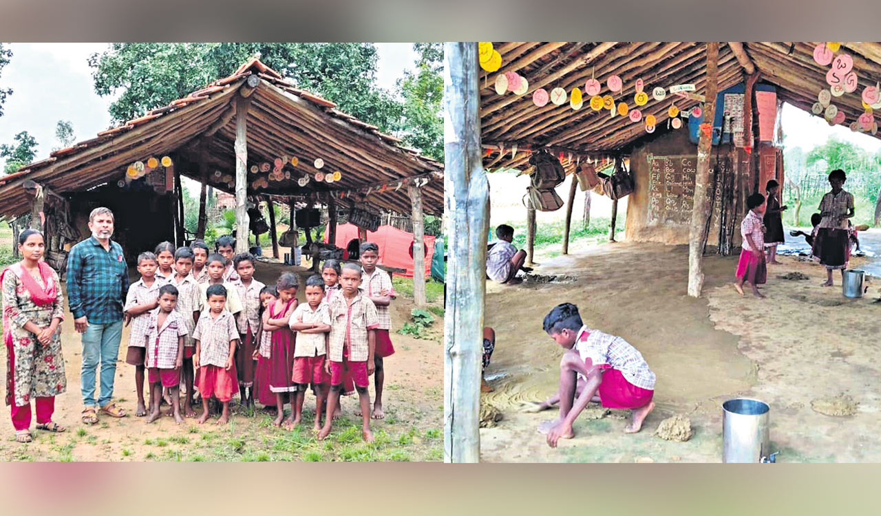 Tribal children in Seethakka’s constituency struggle with no school building