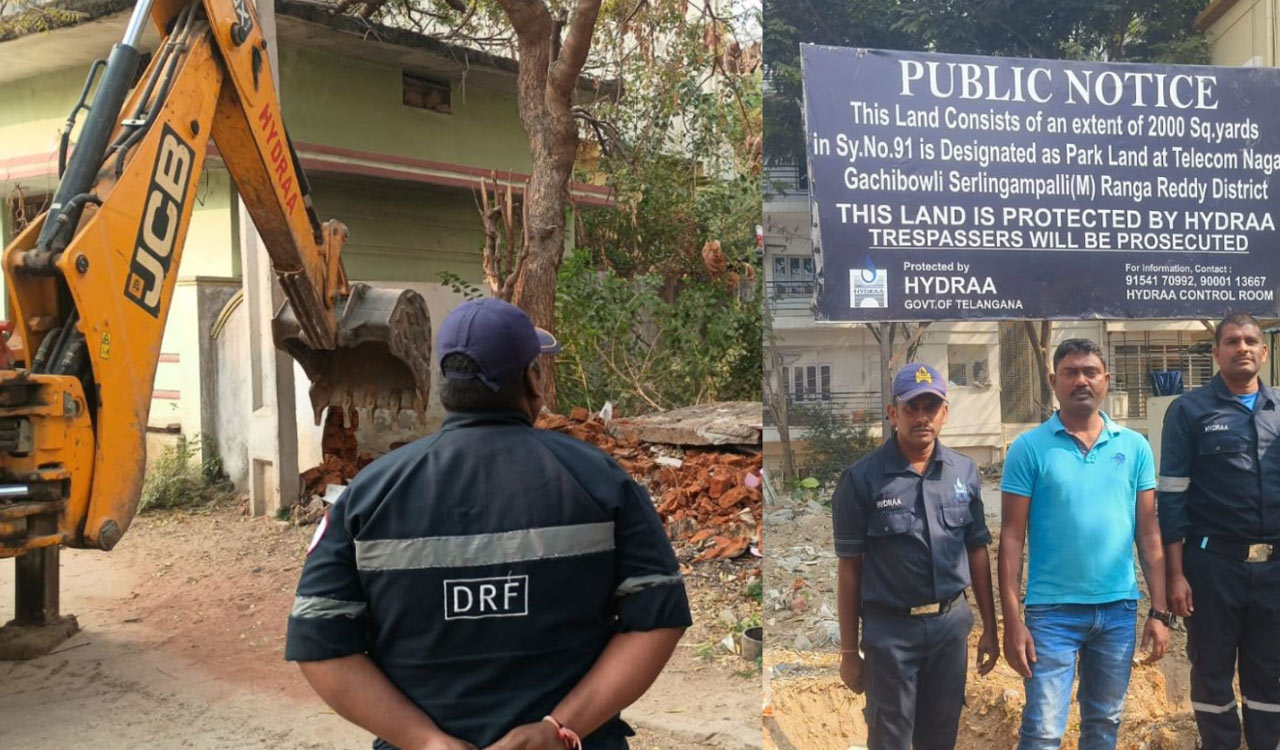 Tension grips Telecom Nagar as HYDRAA demolishes shelters on park site