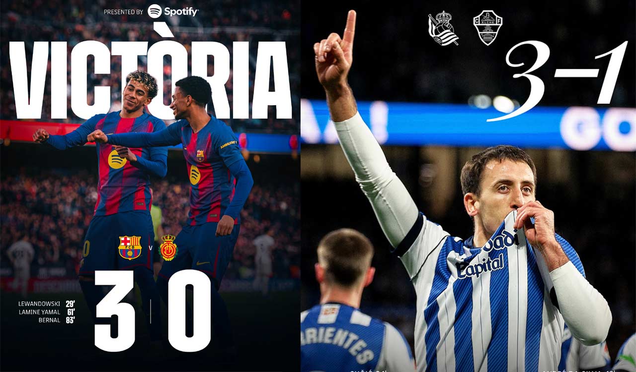 Barcelona, Real Sociedad both win as rain gives problems in La Liga