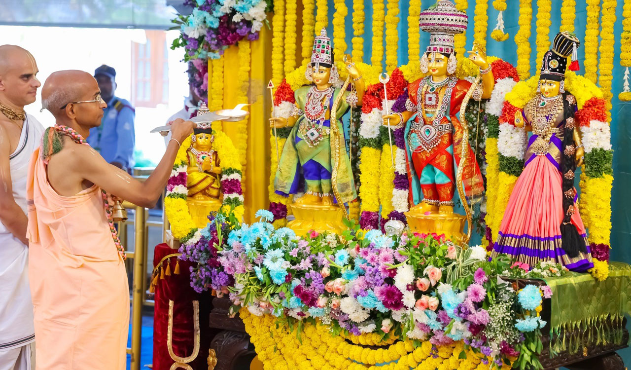 Grand Sri Rama Navami celebrations at Hare Krishna Golden Temple in Hyderabad