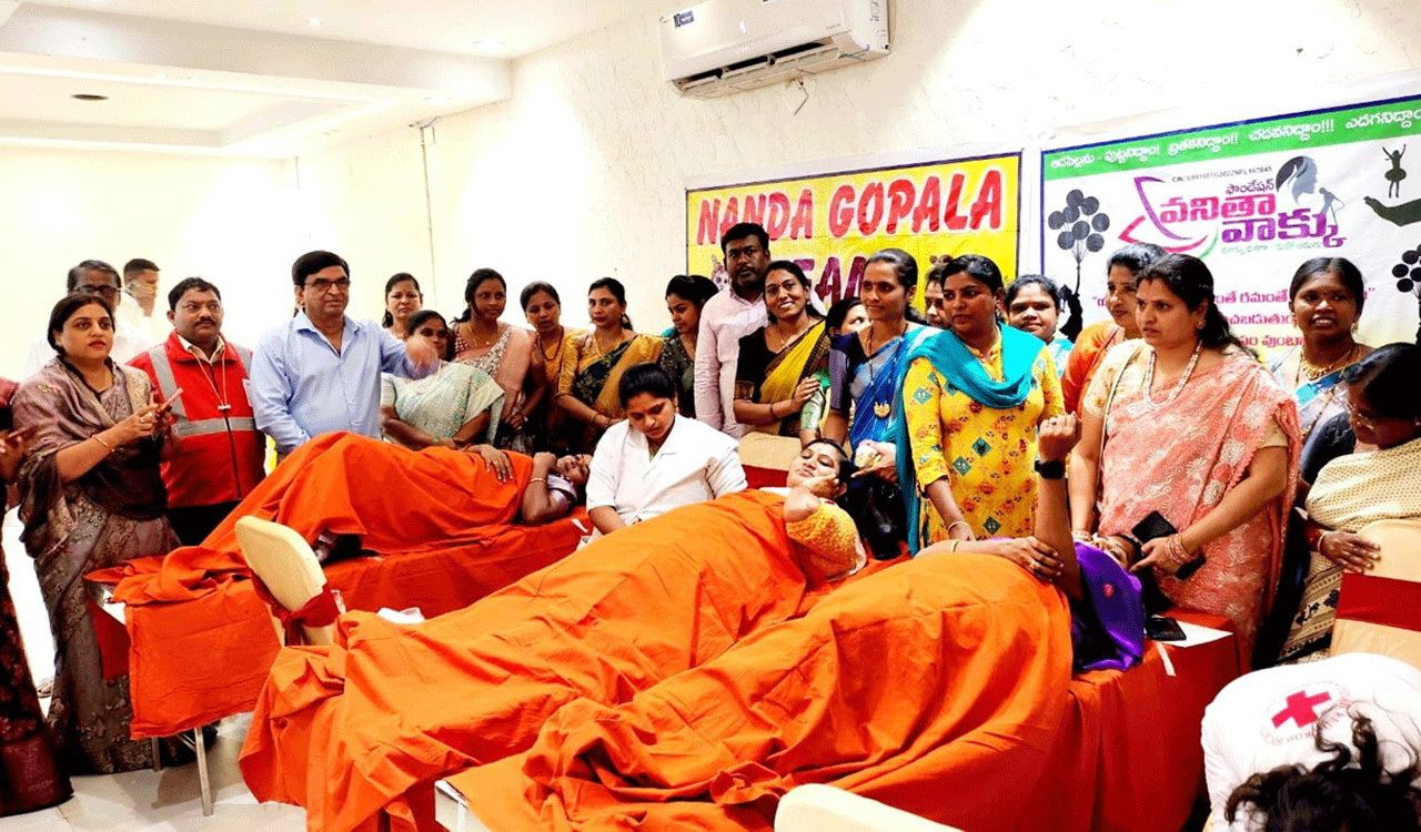 Women donate blood to mark International Women’s Day in Mancherial