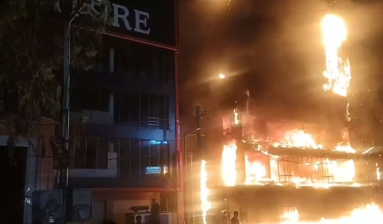 Late-night blaze guts furniture showroom near Chandanagar police station