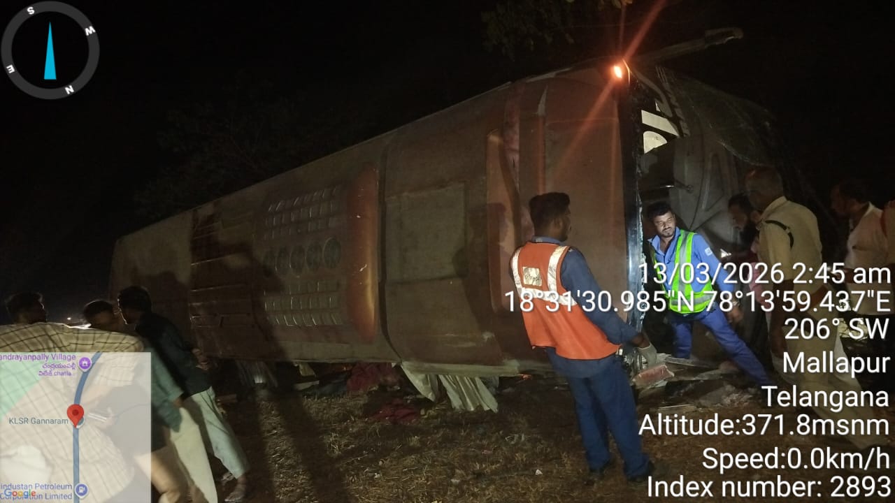 Four dead, several injured in bus accident on National Highway 44 in Nizamabad