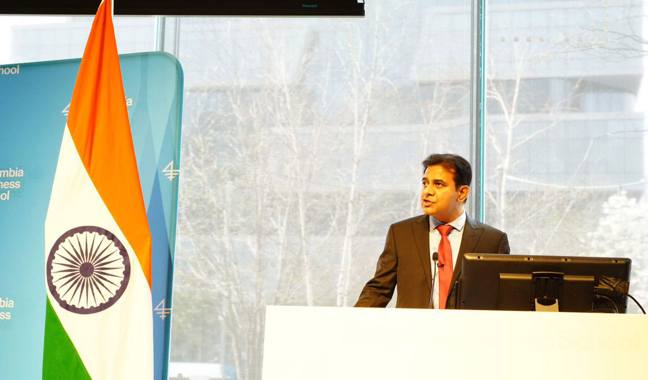 KTR showcases Telangana’s growth story at Columbia Business School conference