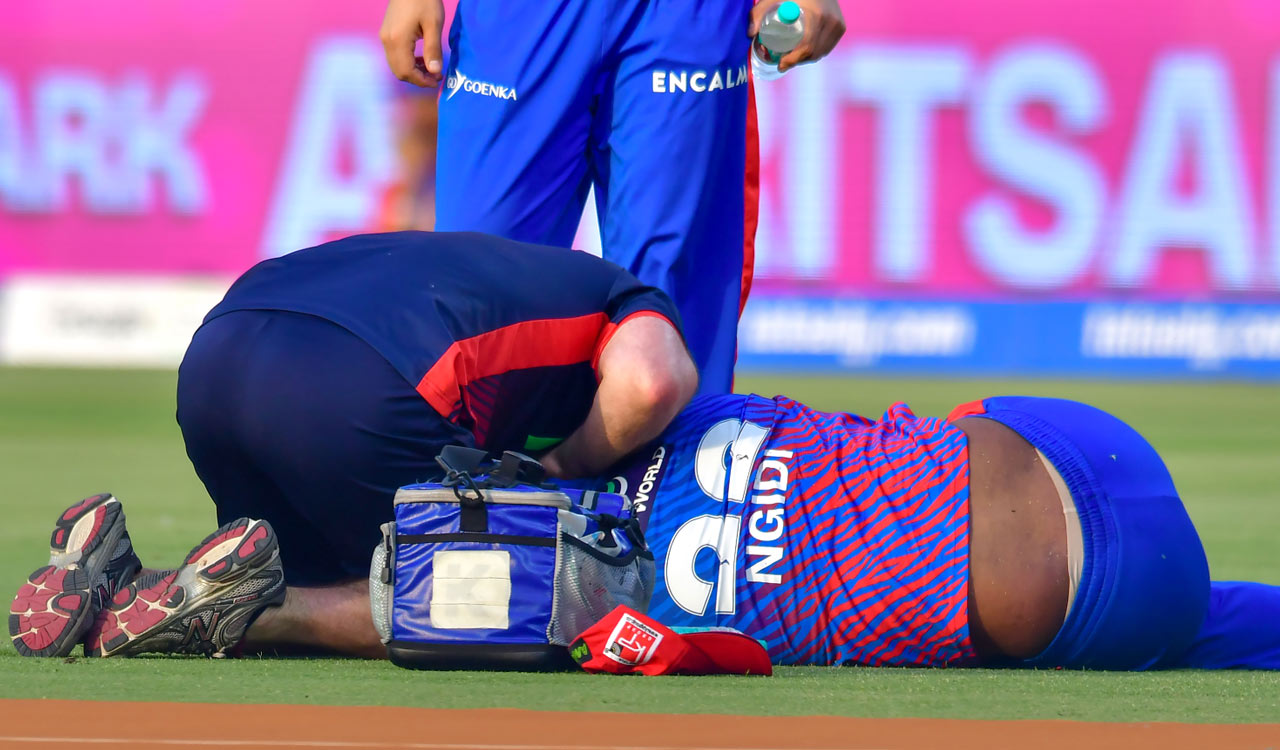 DC pacer Ngidi rushed to hospital after head injury during IPL 2026 match