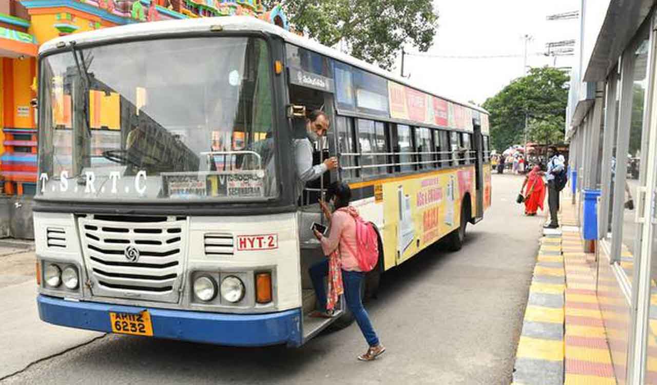 Male passengers get free travel facility in TGRTC buses in Mancherial