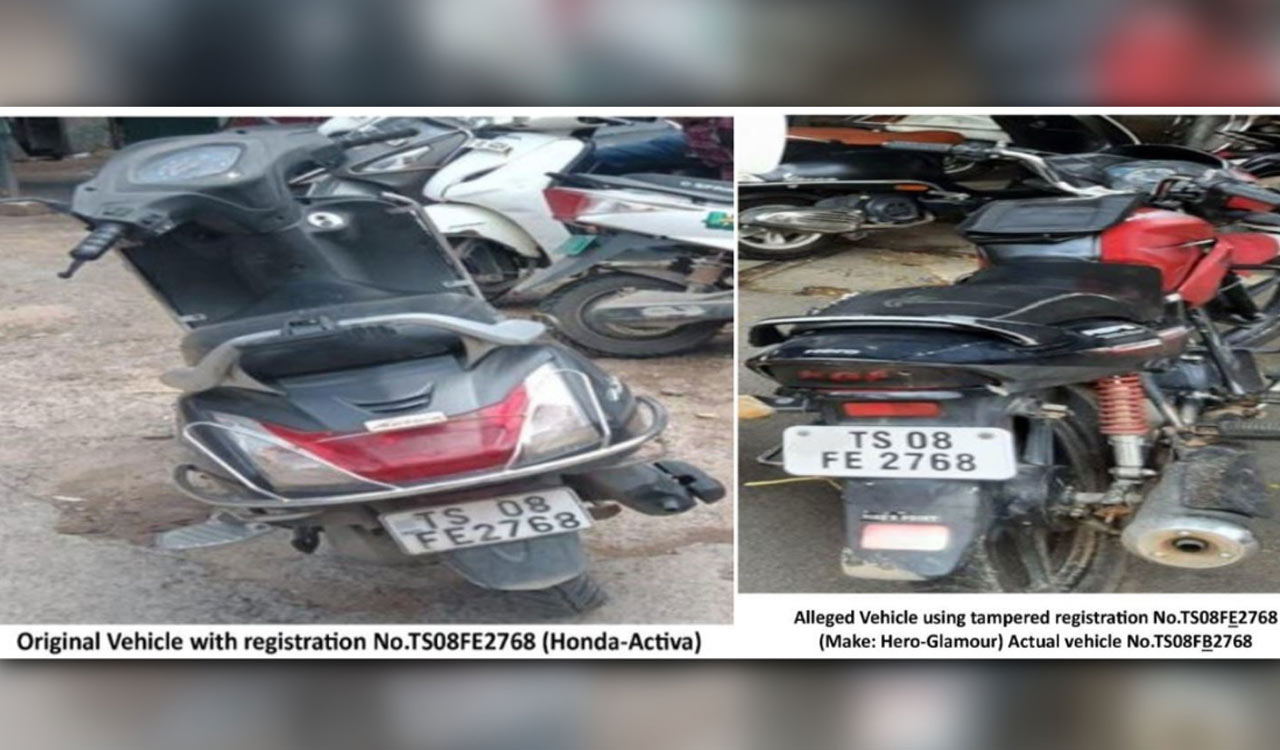Kachiguda police book duo for using fake number plate to evade challans