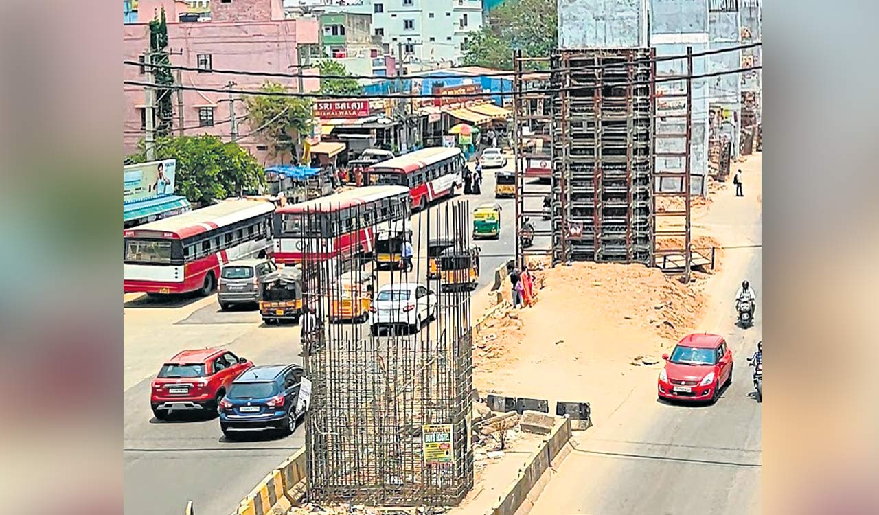 Uppal elevated corridor works cause traffic chaos in Hyderabad