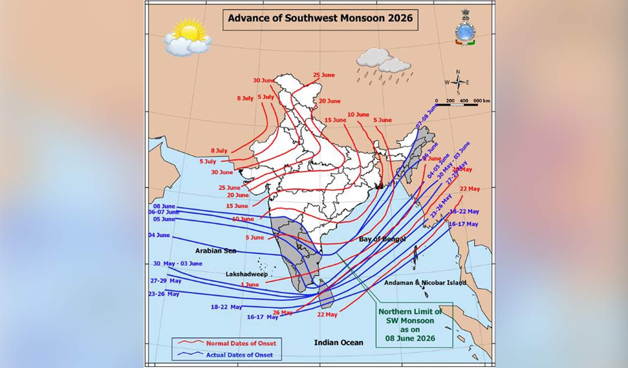 Monsoon arrives in Telangana, touchdown confirmed in South districts