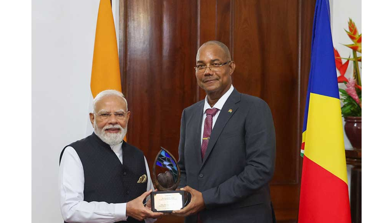 Seychelles honours PM Modi with ‘guardian of the blue horizon’ title