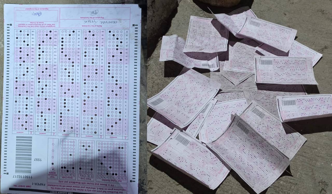Telangana PSC recruitment exam OMR sheets found on roadside