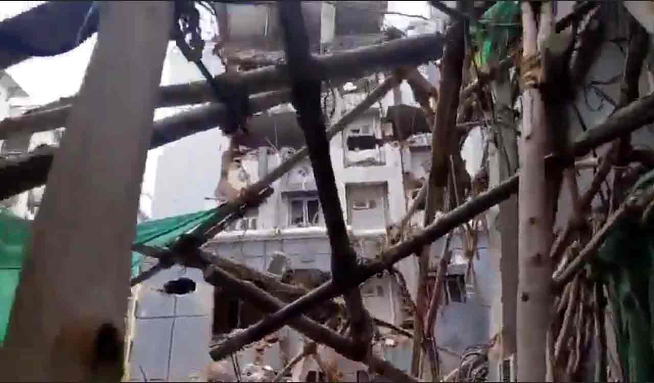 Watch: Under-construction building collapses in Madhapur, one injured