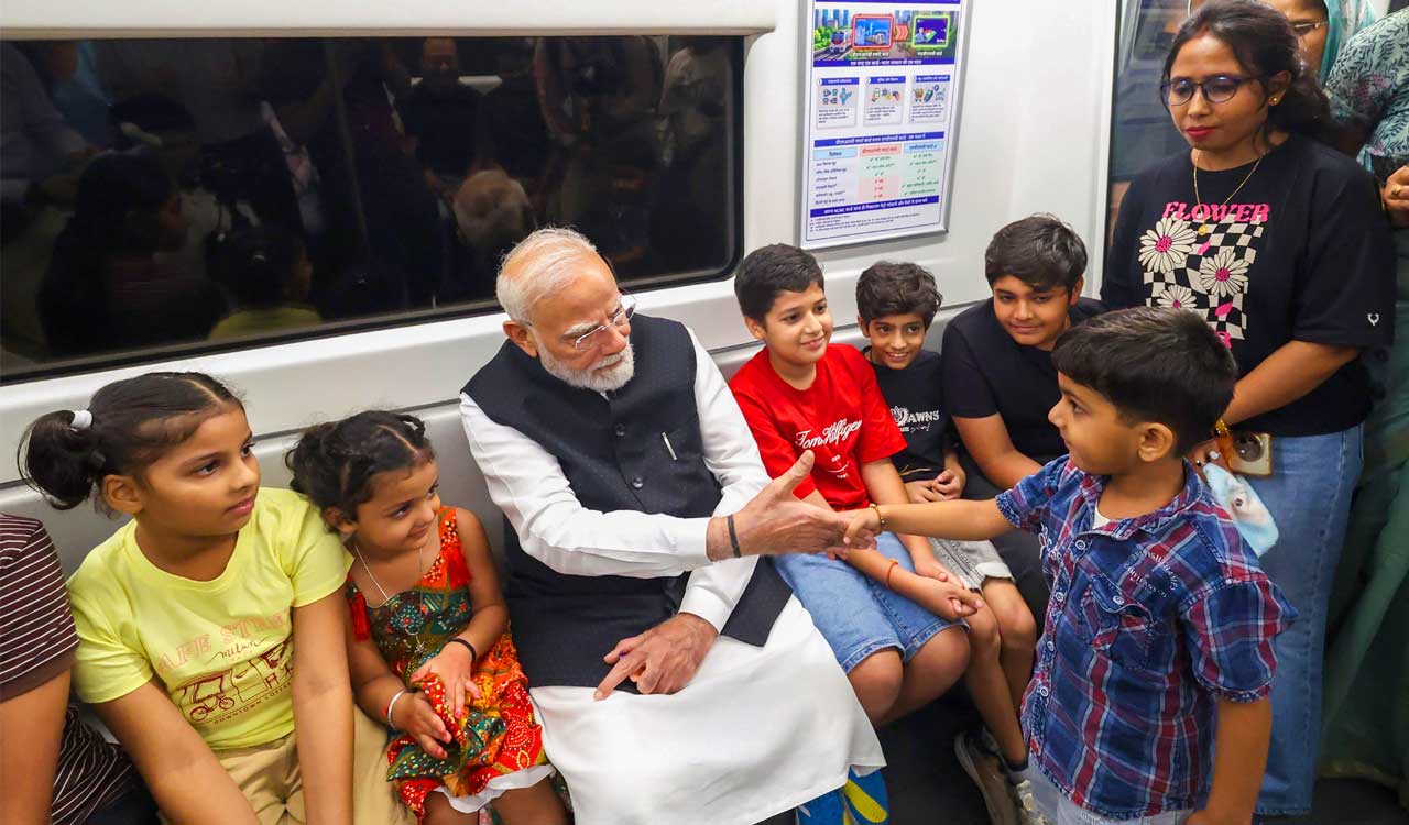 PM Modi shares glimpses of Delhi Metro ride, chats with schoolchildren and passengers