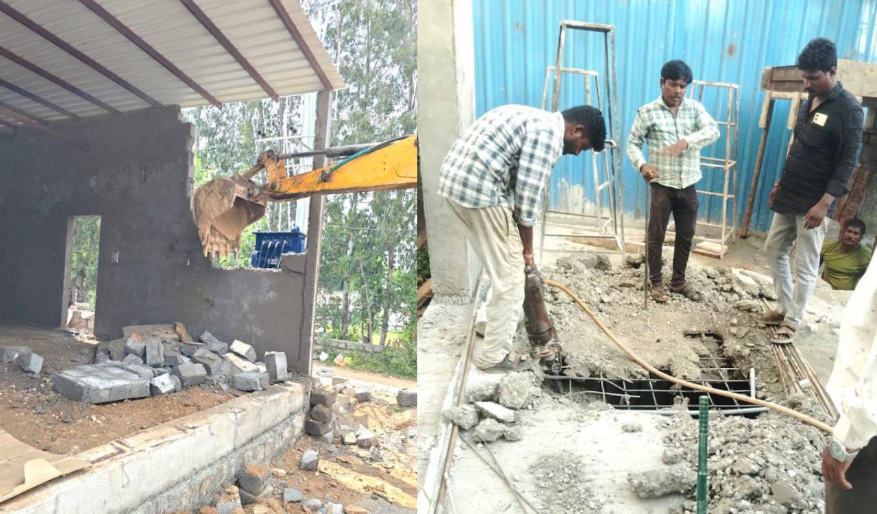 Cyberabad civic body demolishes 17 unauthorised constructions across three zones